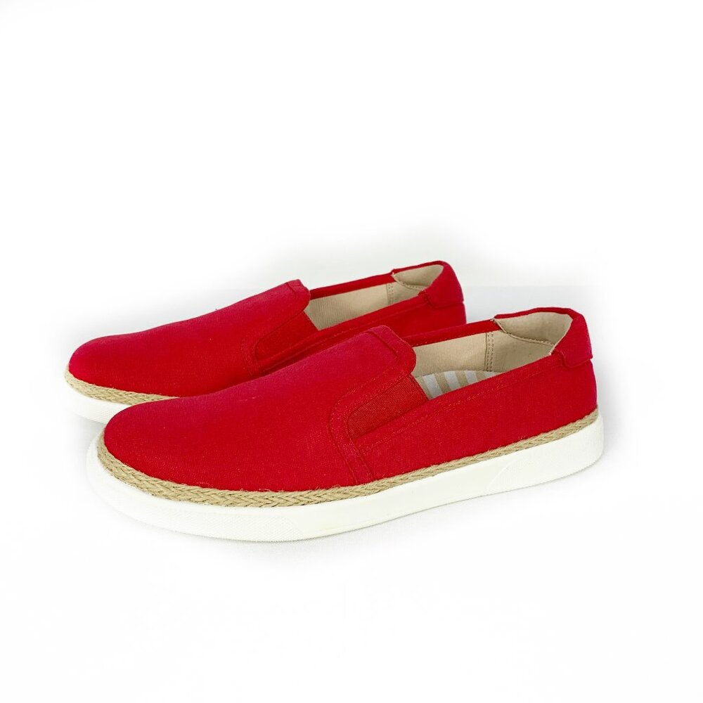 Vionic Sunny Rae Canvas Slip On Shoes in Cherry Red - 7